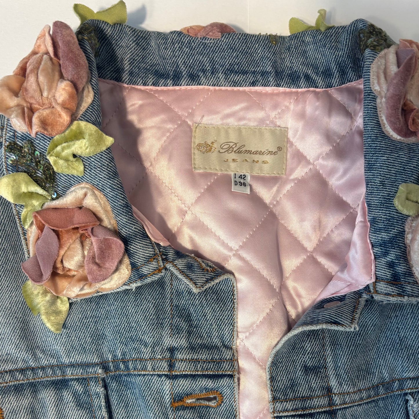 RARE vintage blumarine roses jean jacket