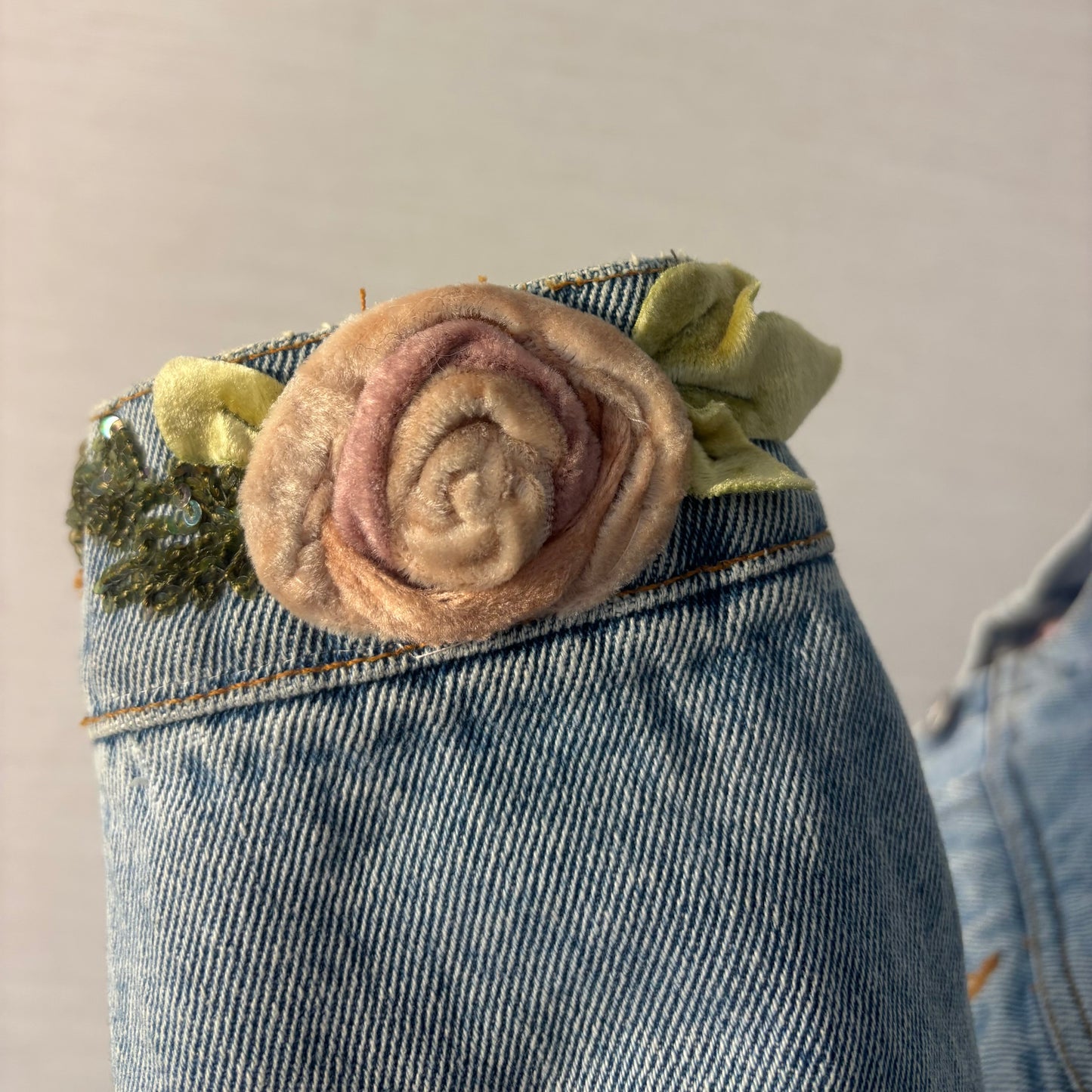 RARE vintage blumarine roses jean jacket